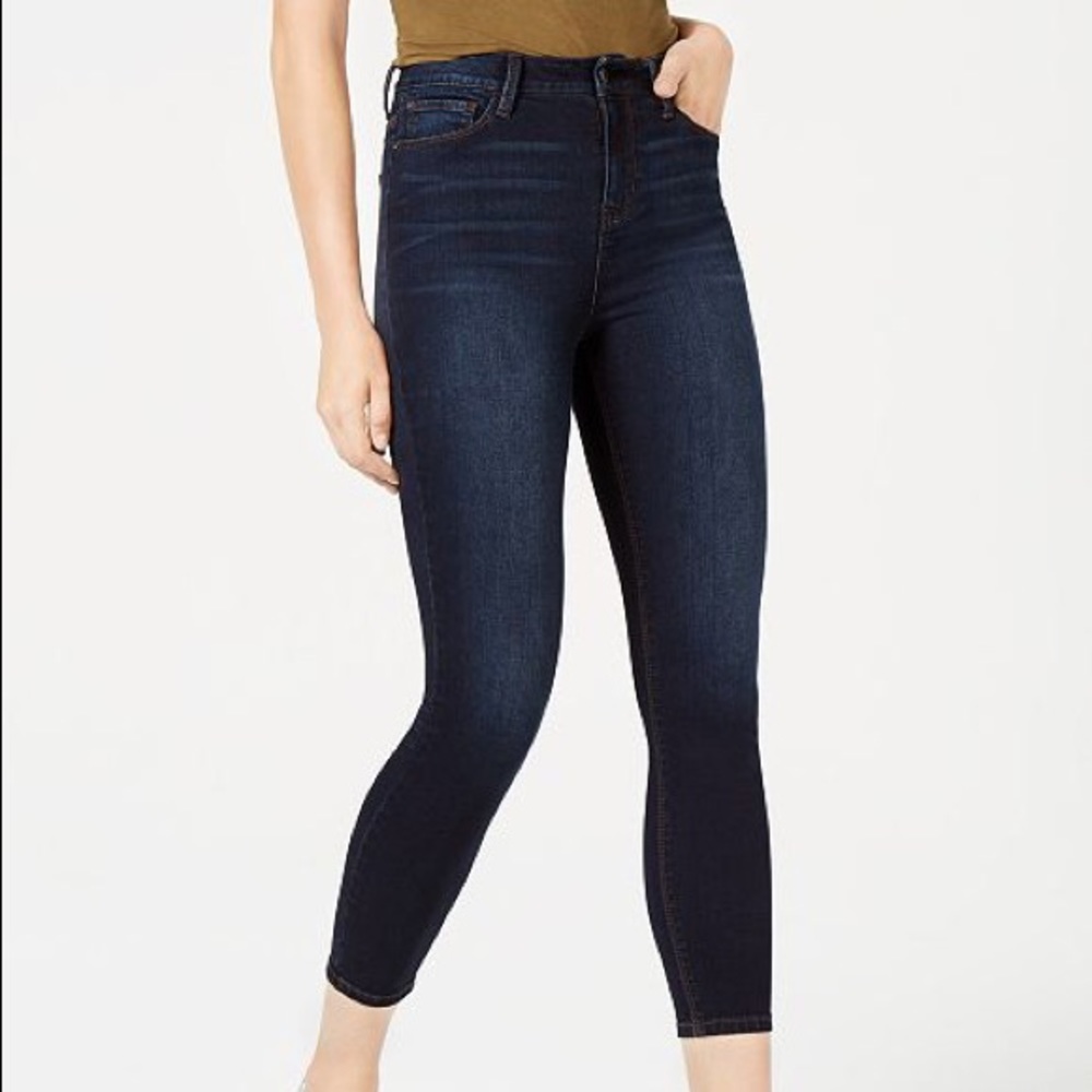 High waisted dark wash jeans
